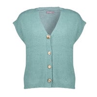 Geisha Knitted Gilet with Buttons Aqua