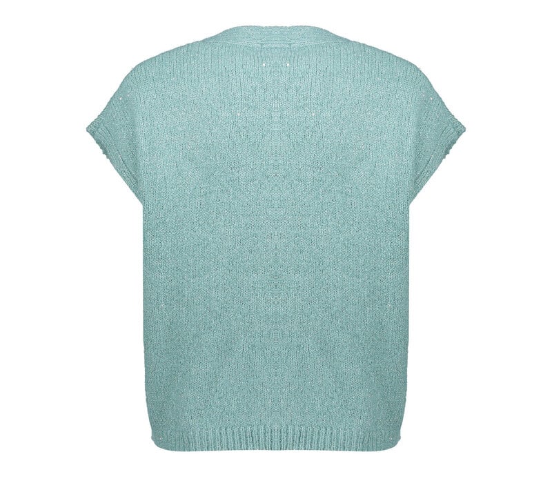 Geisha Knitted Gilet with Buttons Aqua