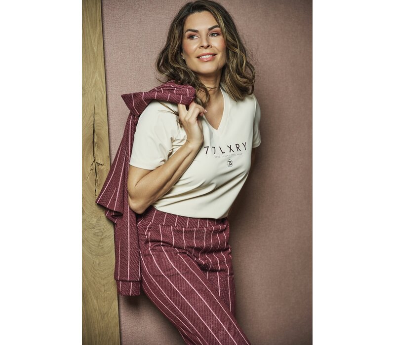 Zoso Travel T-Shirt Ivory Bordeaux