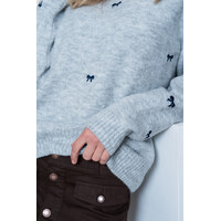 Geisha Pullover Embro Bowtie Grey Navy