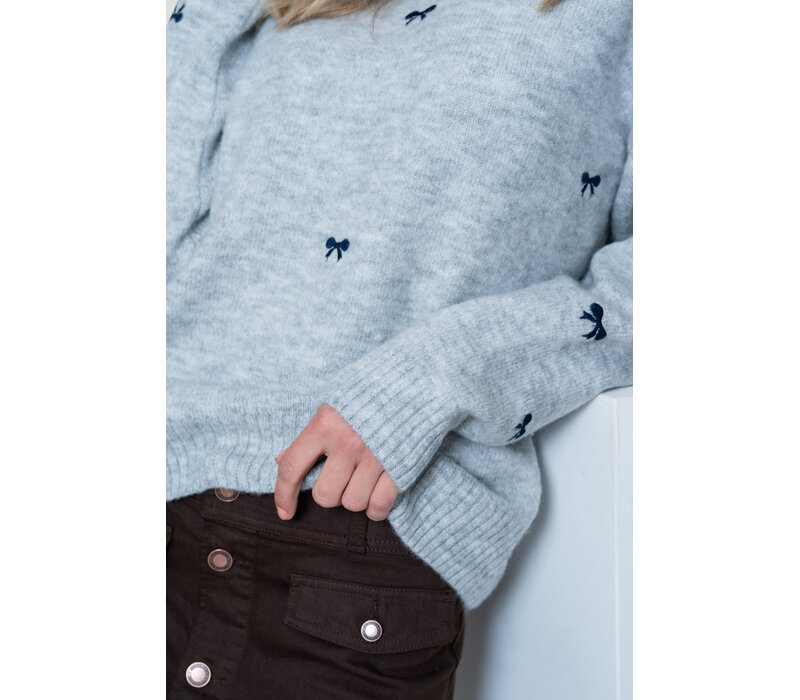 Geisha Pullover Embro Bowtie Grey Navy