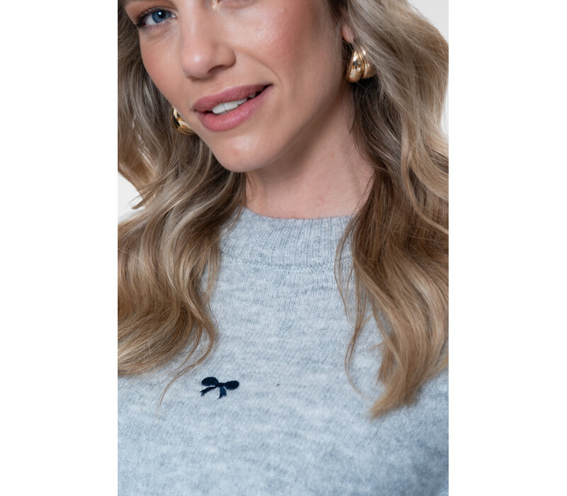 Geisha Pullover Embro Bowtie Grey Navy