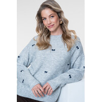 Geisha Pullover Embro Bowtie Grey Navy