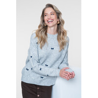 Geisha Pullover Embro Bowtie Grey Navy