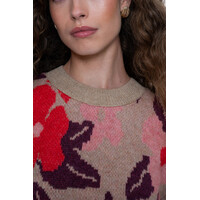 Geisha Pullover Flowers Sand Red Port