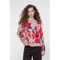 Geisha Pullover Flowers Sand Red Port