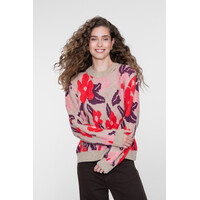 Geisha Pullover Flowers Sand Red Port