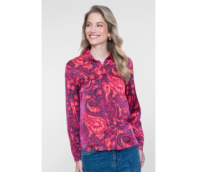 Geisha Blouse Navy Coral