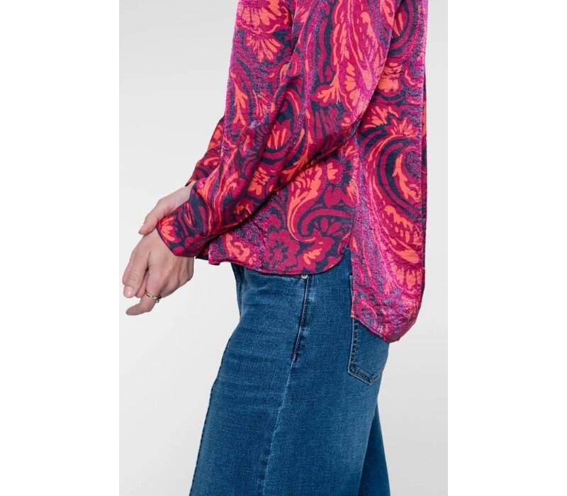 Geisha Blouse Navy Coral