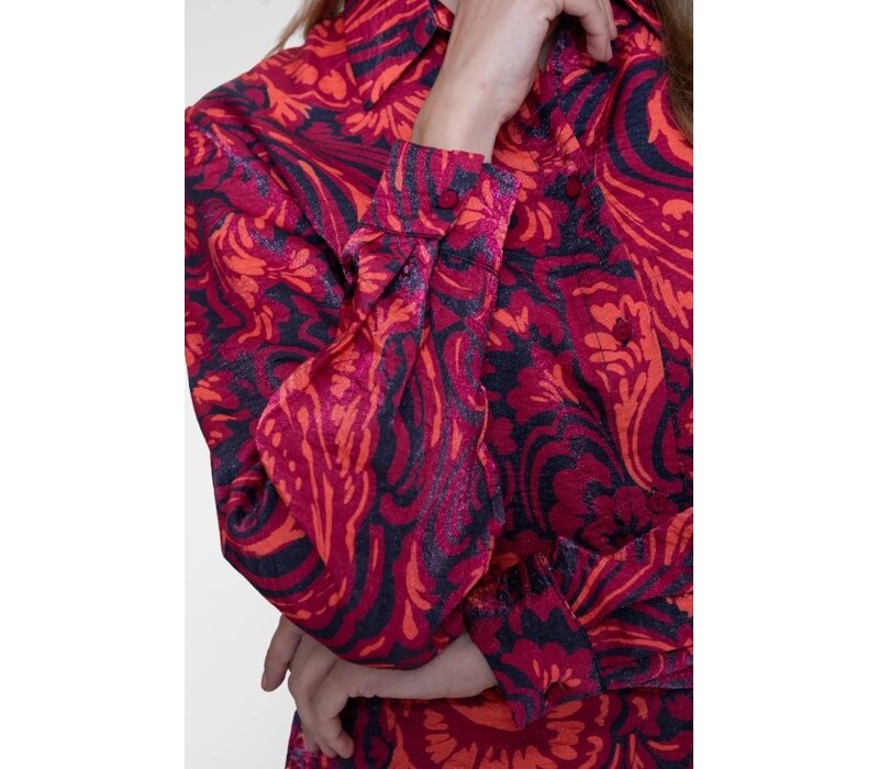 Geisha Blouse Navy Coral
