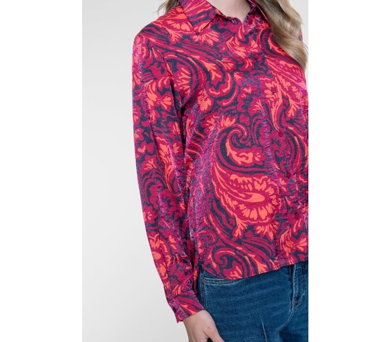 Geisha Blouse Navy Coral