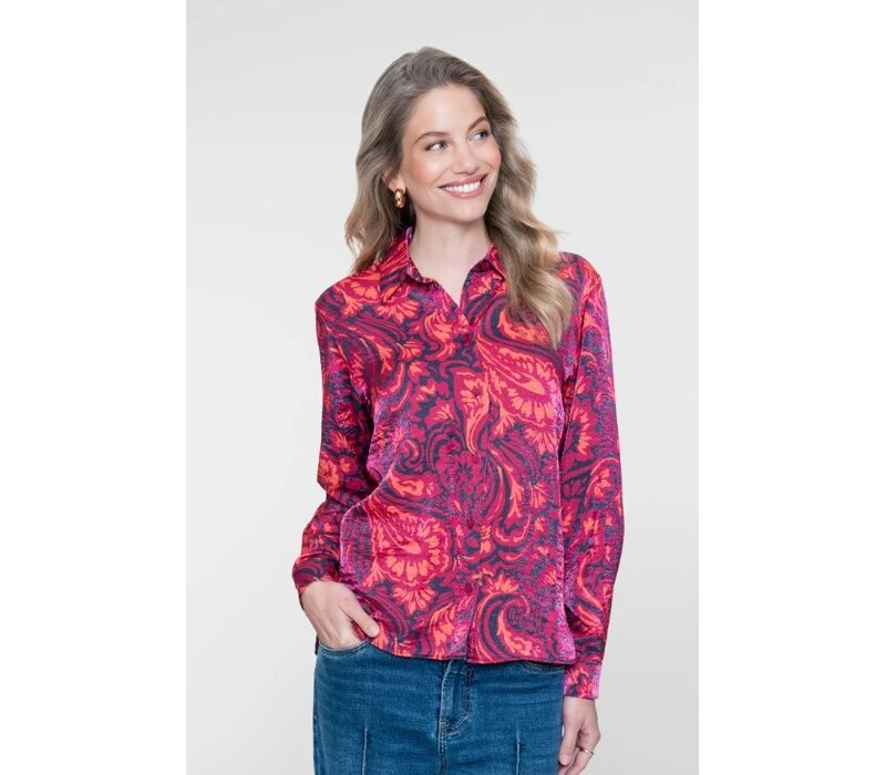 Geisha Blouse Navy Coral