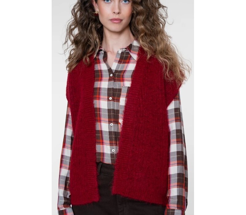 Geisha Gilet Knitted Dark Red