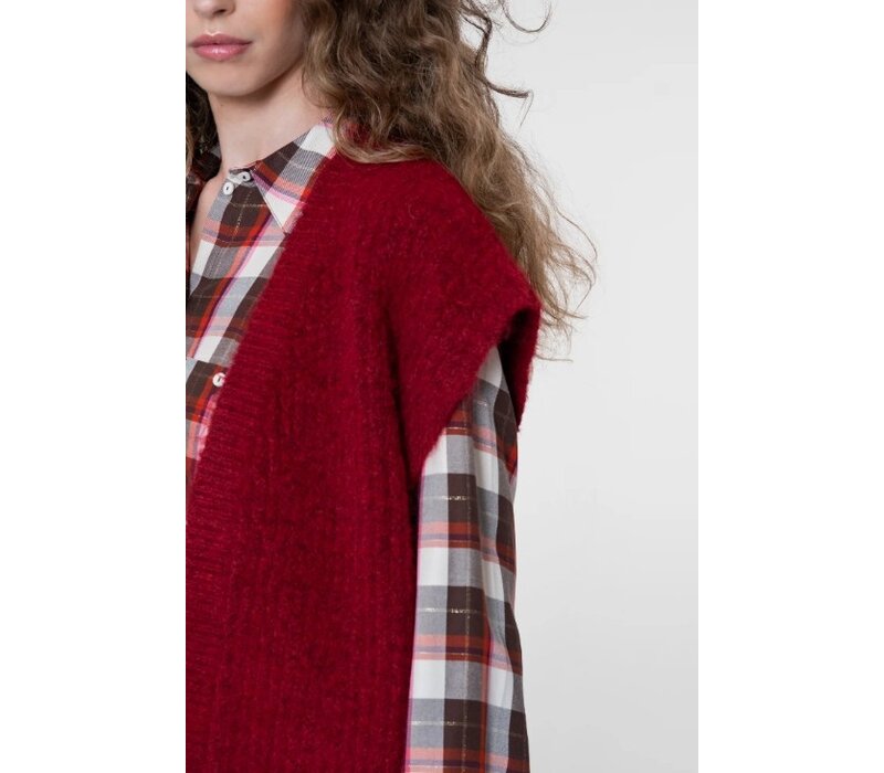 Geisha Gilet Knitted Dark Red