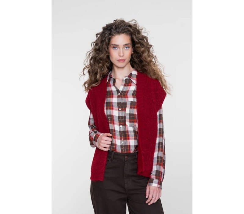 Geisha Gilet Knitted Dark Red