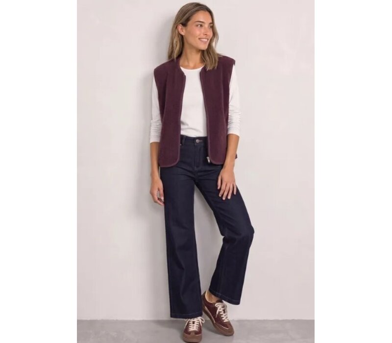 Street One Short Teddy Vest Corduroy Details Rustic Rouge