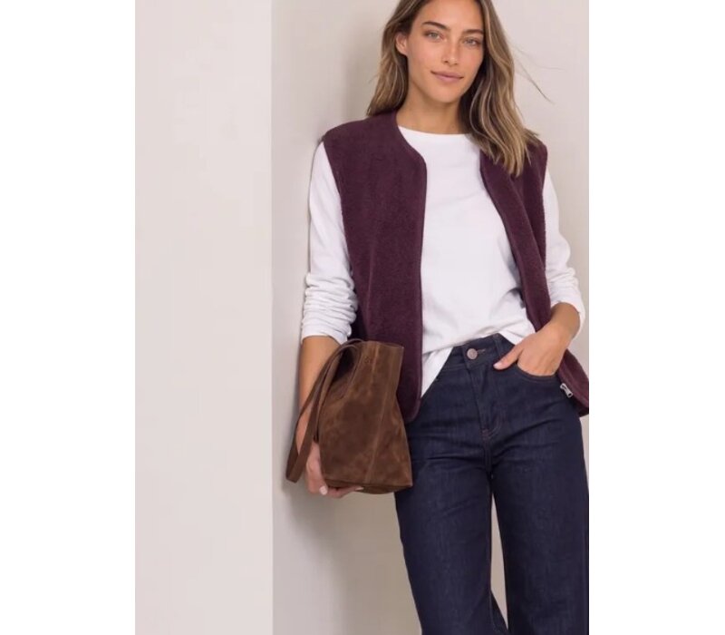 Street One Short Teddy Vest Corduroy Details Rustic Rouge