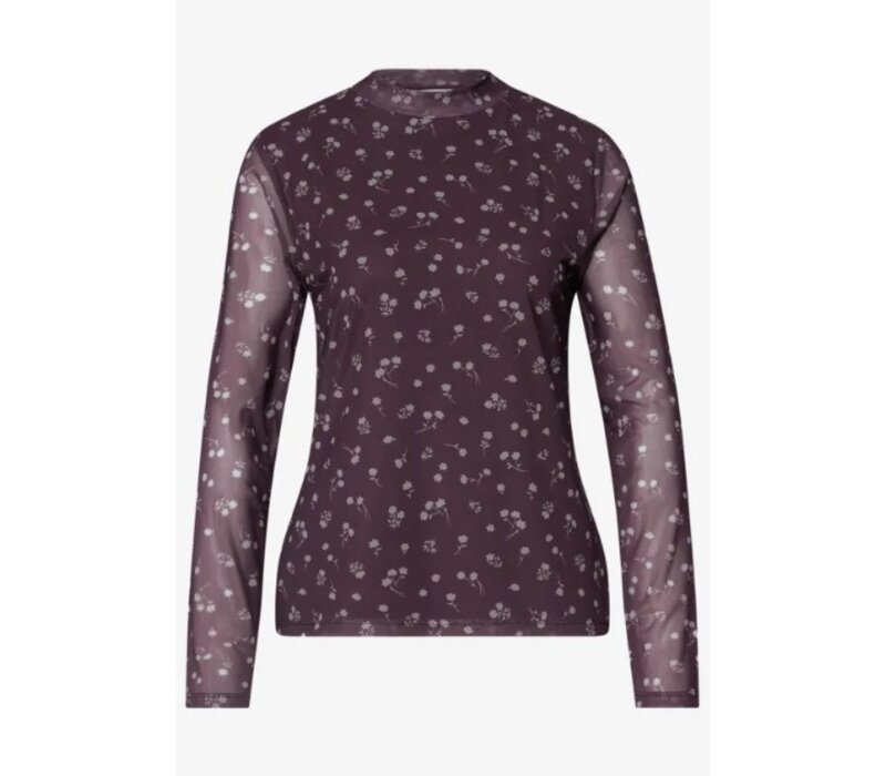 Street One Printed Mesh Round Neckshirt Rustic Rouge