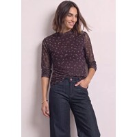 Street One Printed Mesh Round Neckshirt Rustic Rouge