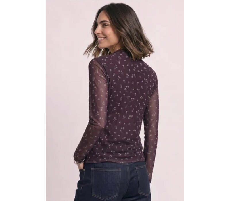 Street One Printed Mesh Round Neckshirt Rustic Rouge