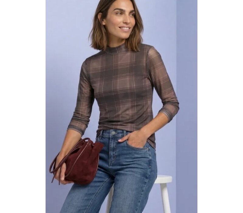 Street One Printed Mesh Round Neckshirt Sanded Amber