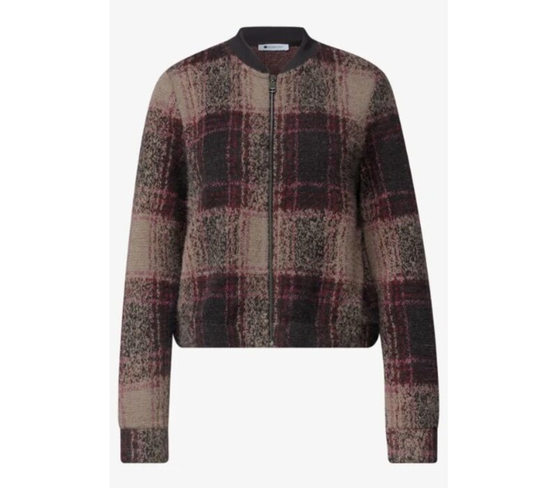 Street One Multicolor Fluffy Check Jacket Black Coffee