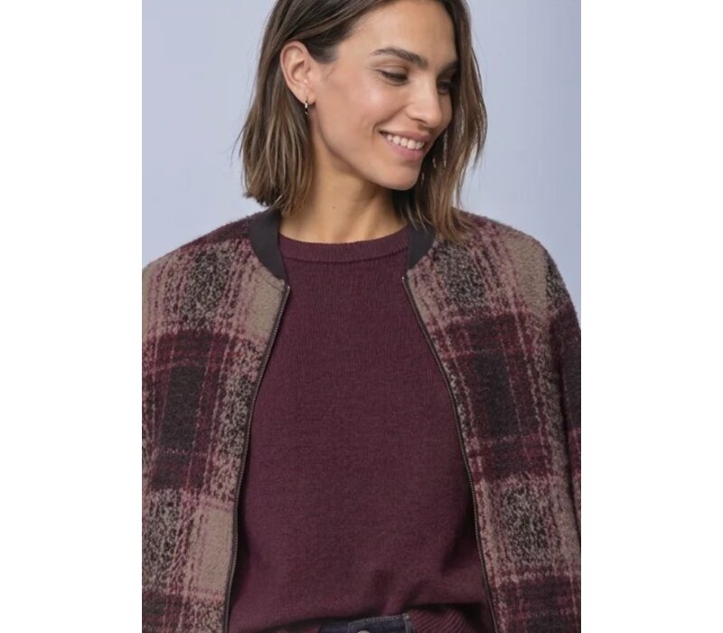 Street One Multicolor Fluffy Check Jacket Black Coffee