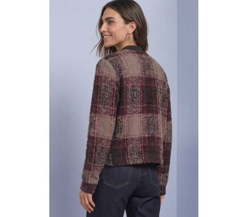 Street One Multicolor Fluffy Check Jacket Black Coffee