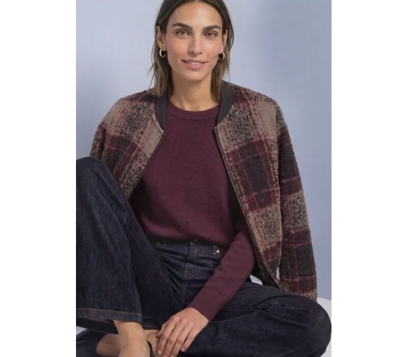 Street One Multicolor Fluffy Check Jacket Black Coffee