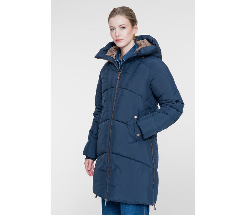 Geisha Jacket Mid Long Side Zip Navy