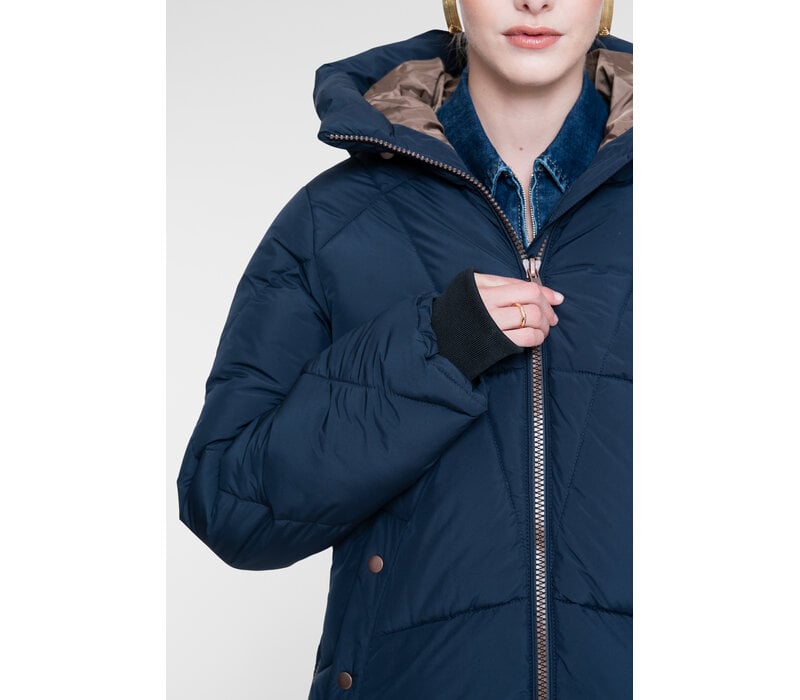 Geisha Jacket Mid Long Side Zip Navy