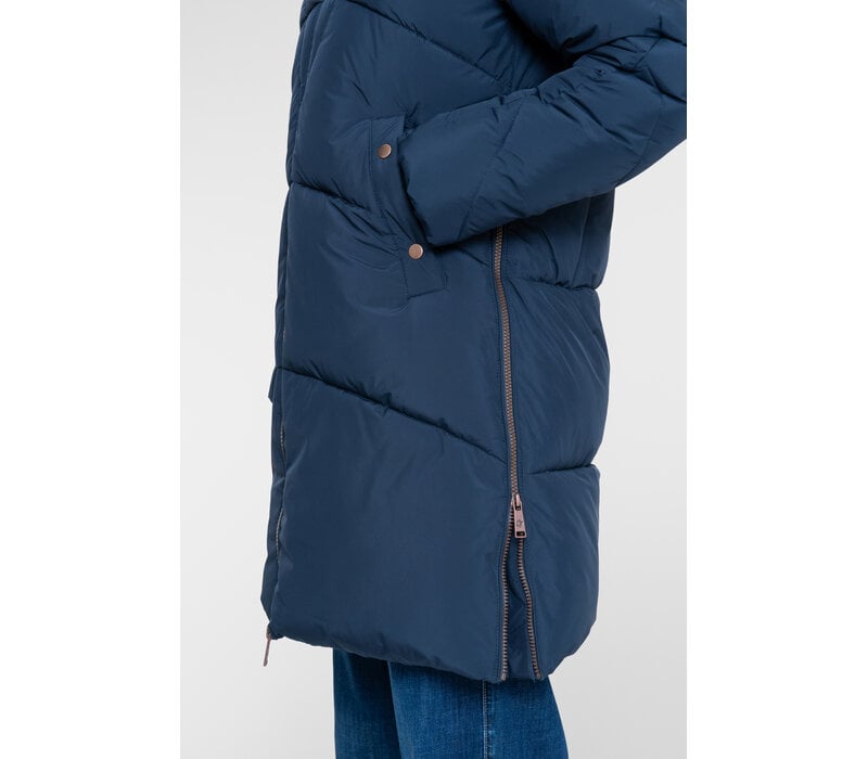 Geisha Jacket Mid Long Side Zip Navy