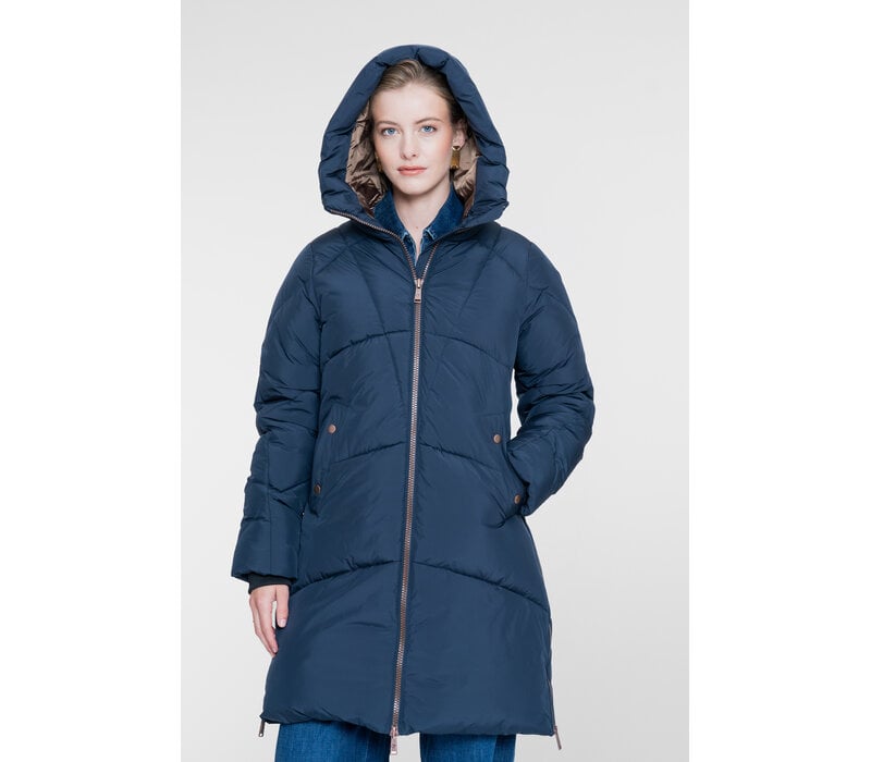 Geisha Jacket Mid Long Side Zip Navy