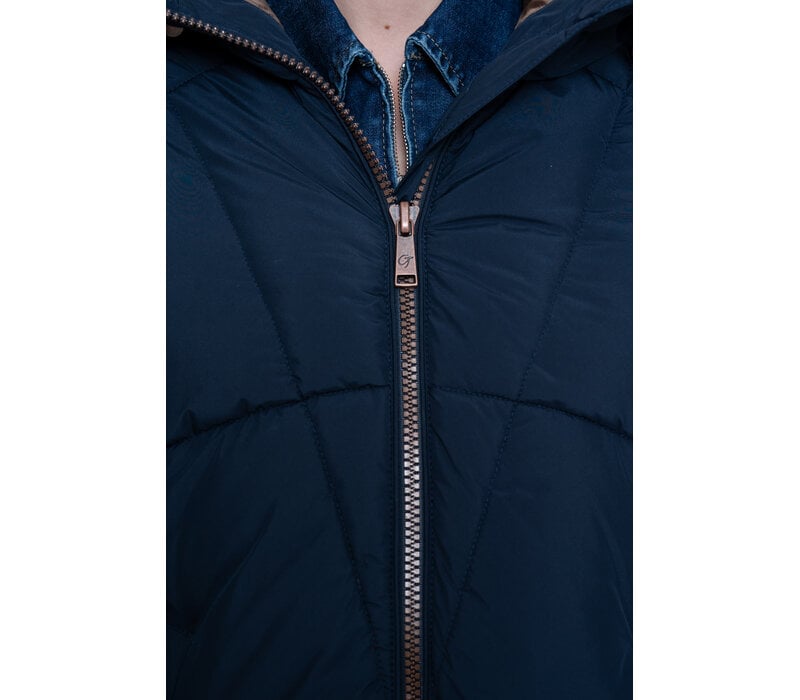 Geisha Jacket Mid Long Side Zip Navy