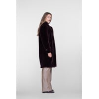 Geisha Coat Long Fur Burgundy