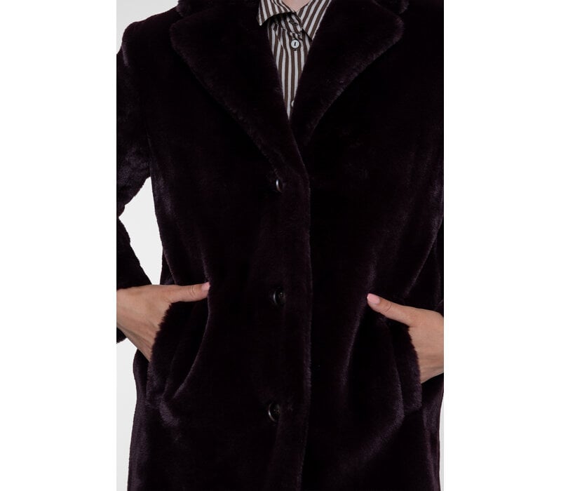 Geisha Coat Long Fur Burgundy