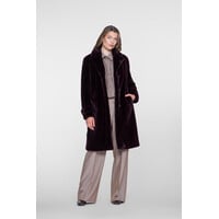 Geisha Coat Long Fur Burgundy