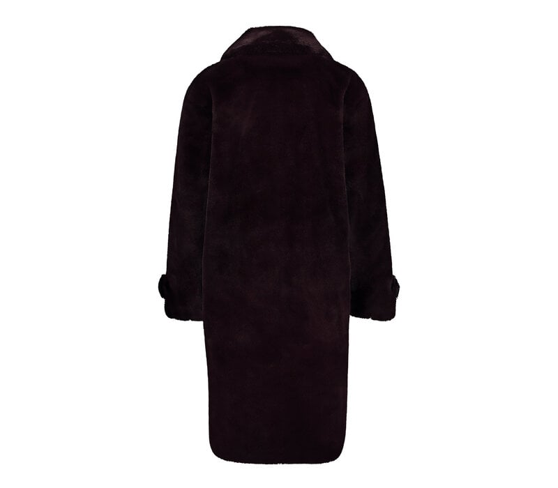 Geisha Coat Long Fur Burgundy