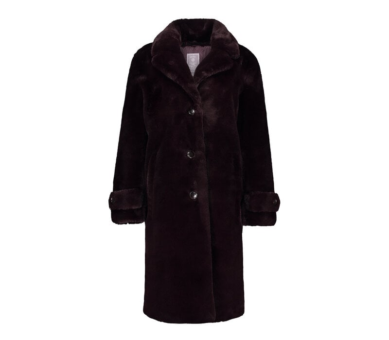Geisha Coat Long Fur Burgundy