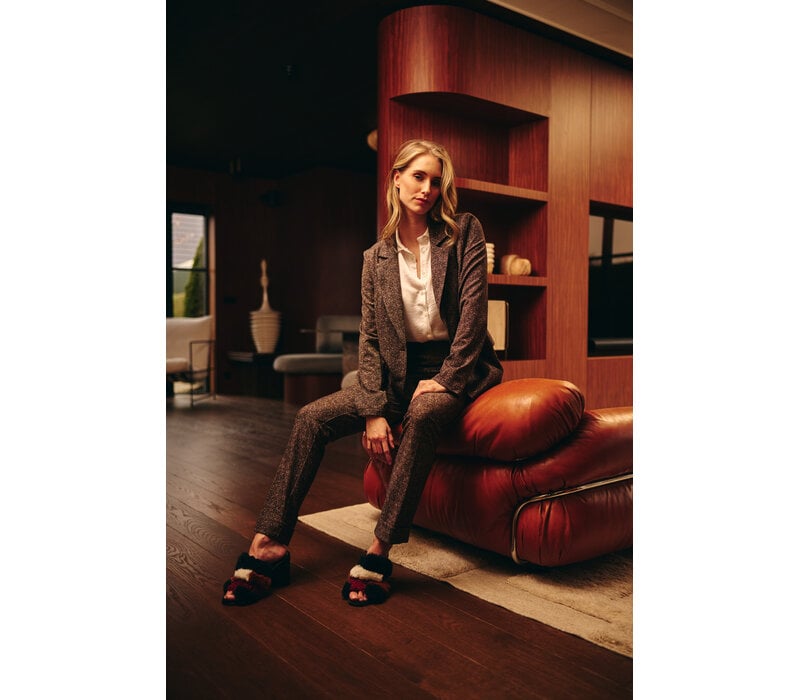 Helena Hart Broek Ziggy Lano Lurex Donegal Tweed Choco