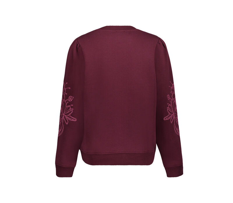 Geisha Sweat Sleeve Embroidery Burgundy