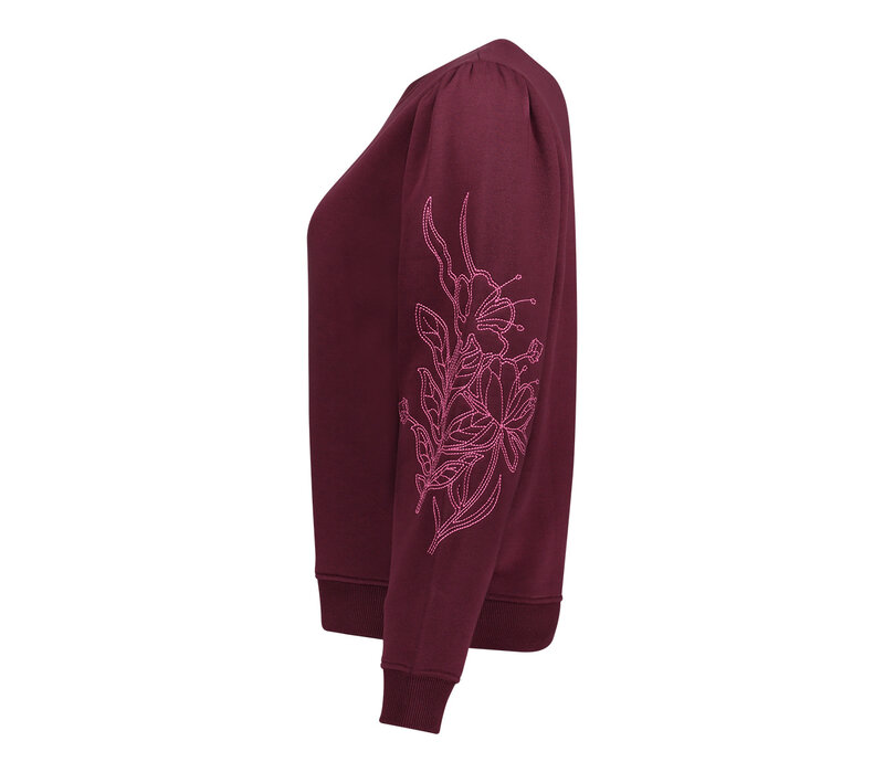 Geisha Sweat Sleeve Embroidery Burgundy