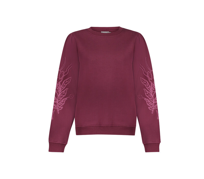 Geisha Sweat Sleeve Embroidery Burgundy