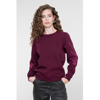 Geisha Sweat Sleeve Embroidery Burgundy