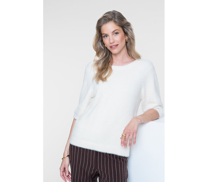 Geisha Pullover Hairy Shortsleeves Off White