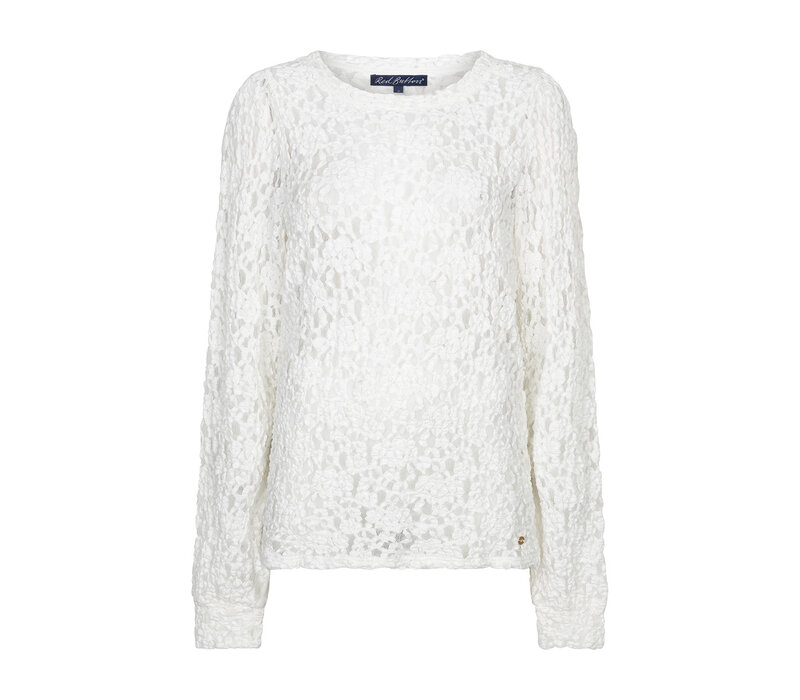 Red Button Top Lace Offwhite