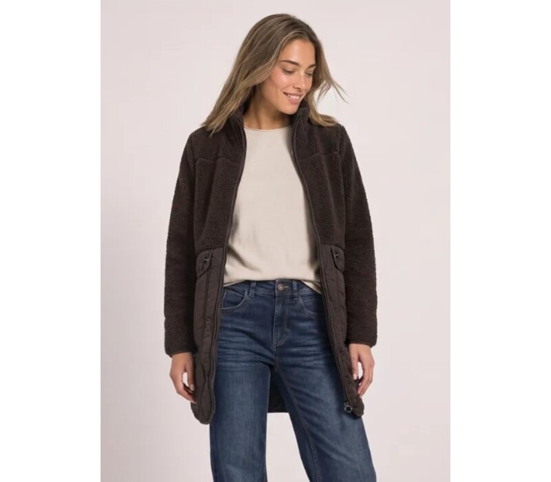 Street One Mat Mix Teddy Coat w. Quilting Auburn Brown