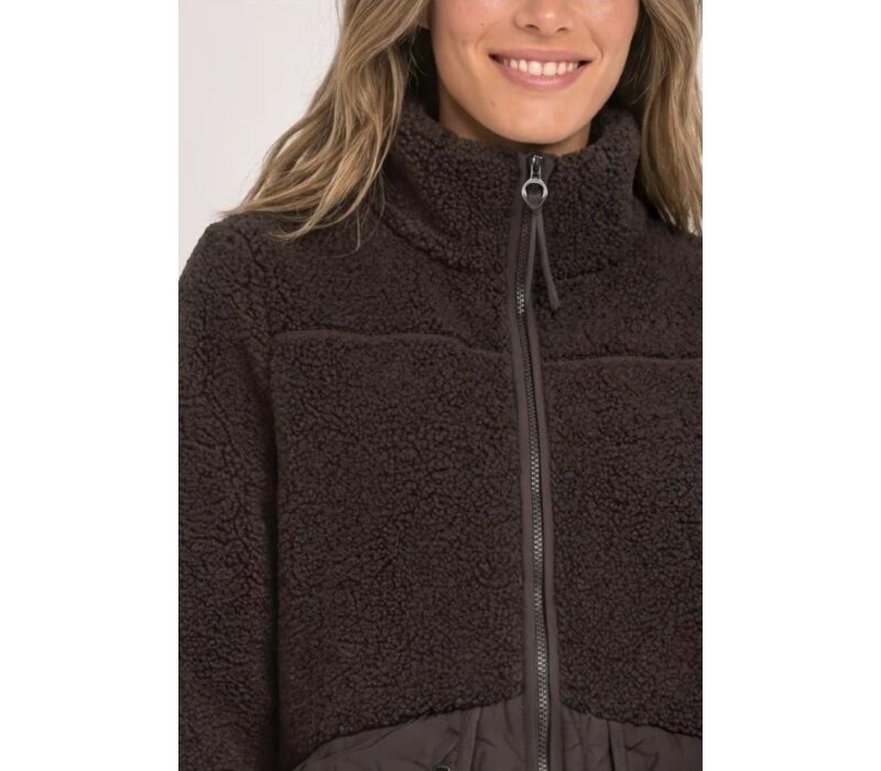Street One Mat Mix Teddy Coat w. Quilting Auburn Brown