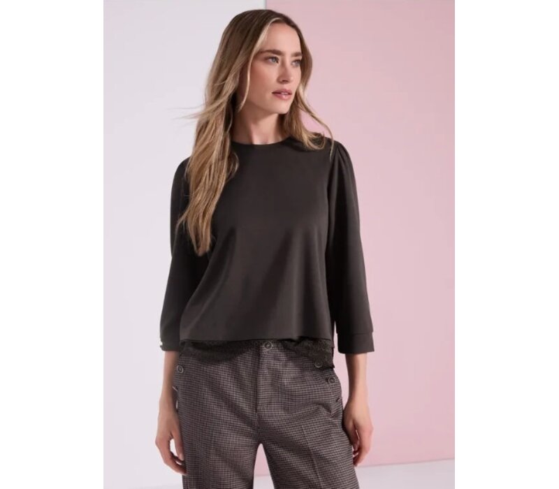 Street One Style with Lace Cuff Black Coffee