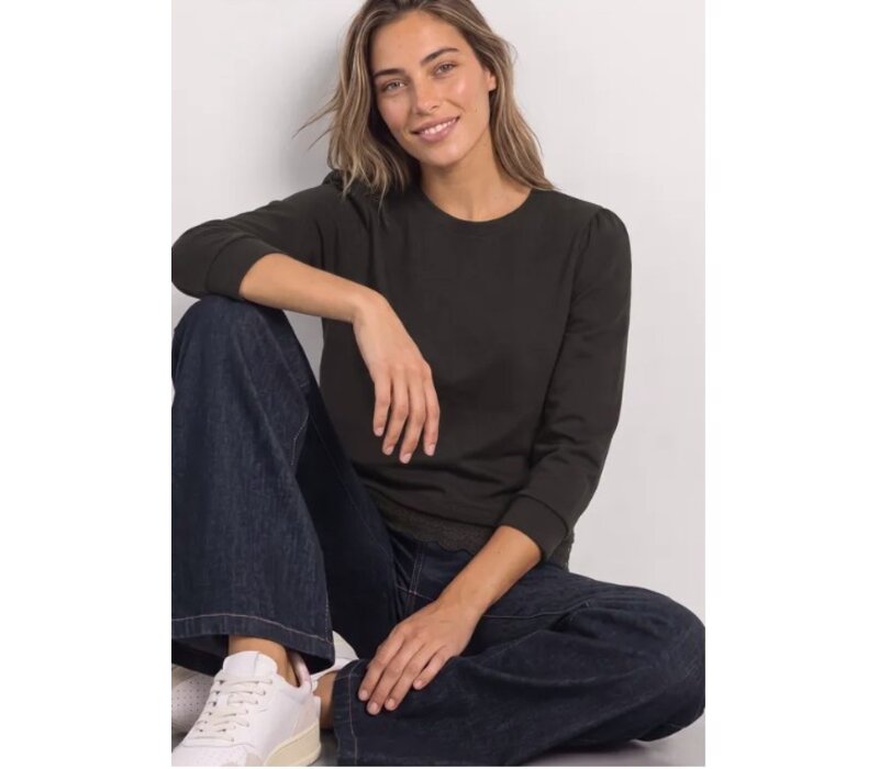Street One Style with Lace Cuff Black Coffee
